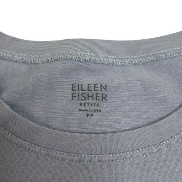 Eileen Fisher Womens Organic Cotton Stretch Short Sleeve T-Shirt Blue Petite P - Picture 4 of 15